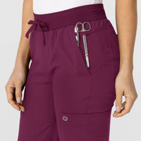 W123 Women's Flex-n-Reach Track Scrub Pant Wine side detail 1