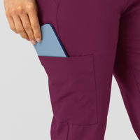 W123 Women's Flex-n-Reach Track Scrub Pant Wine side detail 2