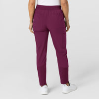 W123 Women's Flex-n-Reach Track Scrub Pant Wine back view