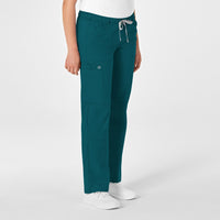 WonderWORK Women's Straight Leg Cargo Scrub Pant Caribbean Blue side view