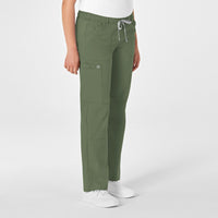 WonderWORK Women's Straight Leg Cargo Scrub Pant Olive side view