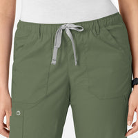 WonderWORK Women's Straight Leg Cargo Scrub Pant Olive front detail