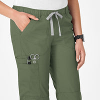 WonderWORK Women's Straight Leg Cargo Scrub Pant Olive side detail 1