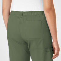 WonderWORK Women's Straight Leg Cargo Scrub Pant Olive hemline detail