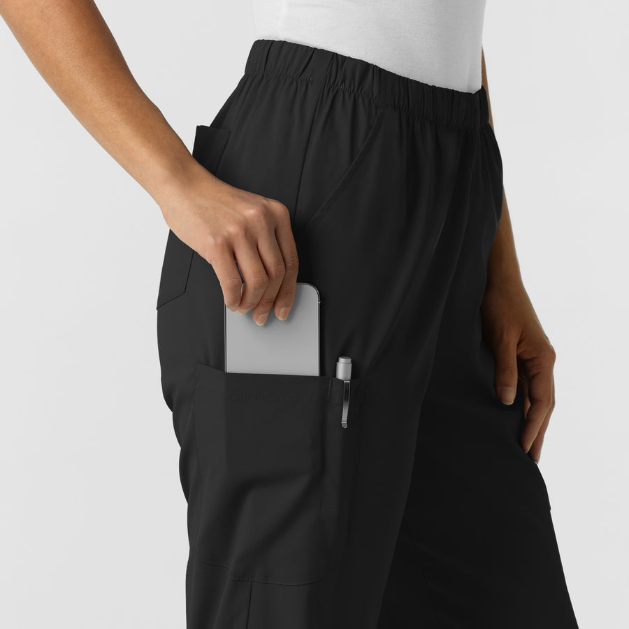 Boundless Unisex Straight Leg Scrub Pant - Black cargo pocket with pen slot
