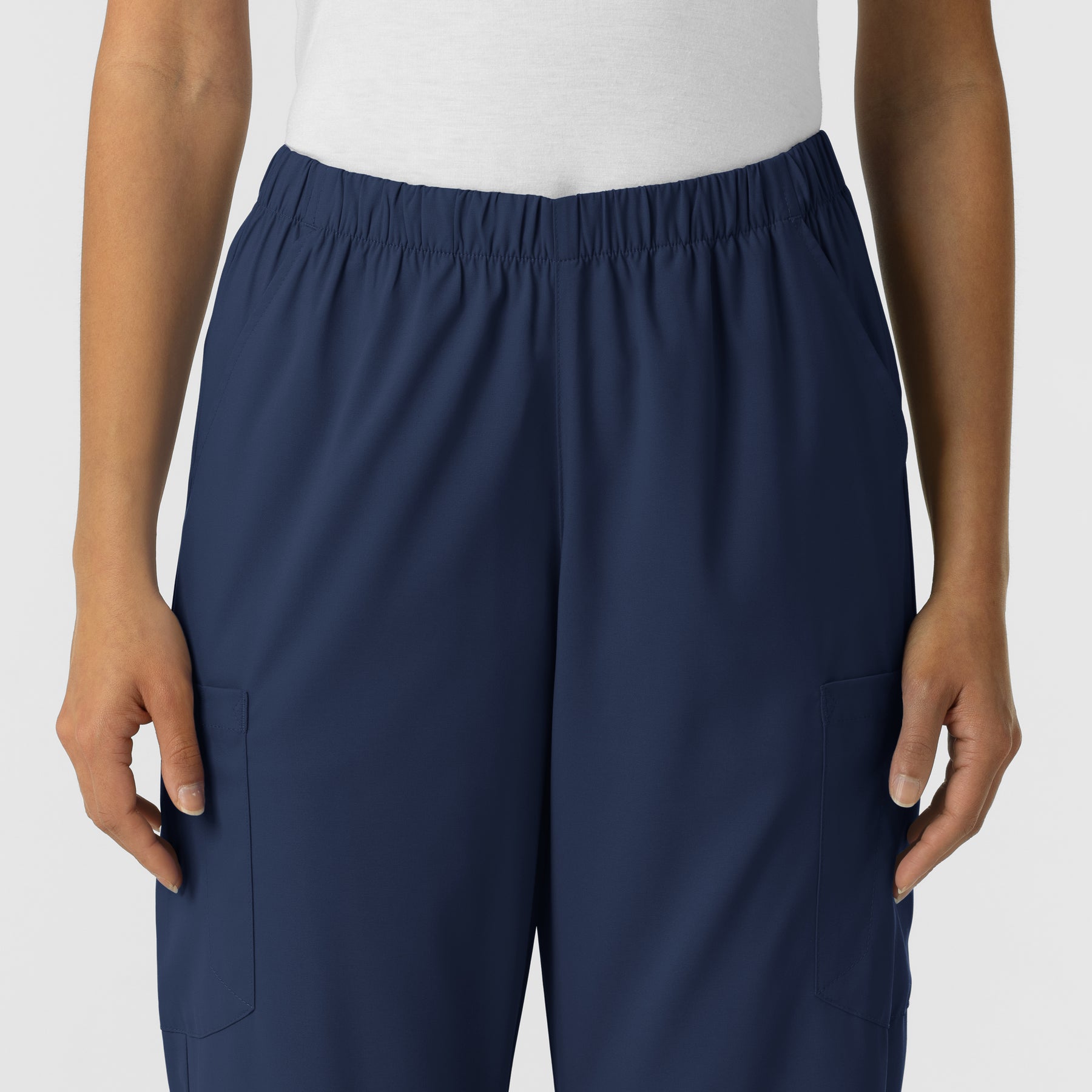 Boundless Unisex Straight Leg Scrub Pant - Navy waistband