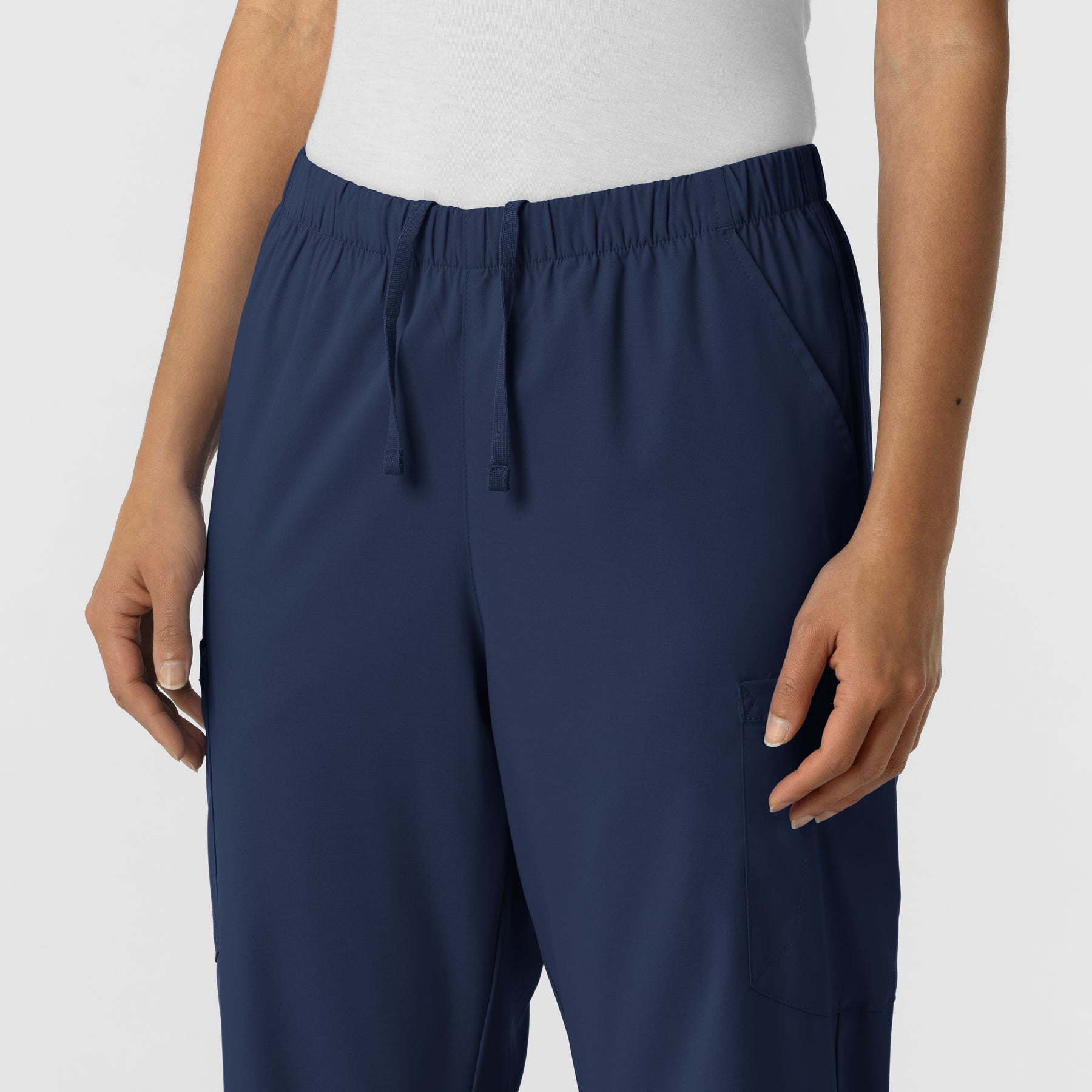 Boundless Unisex Straight Leg Scrub Pant - Navy drawstring