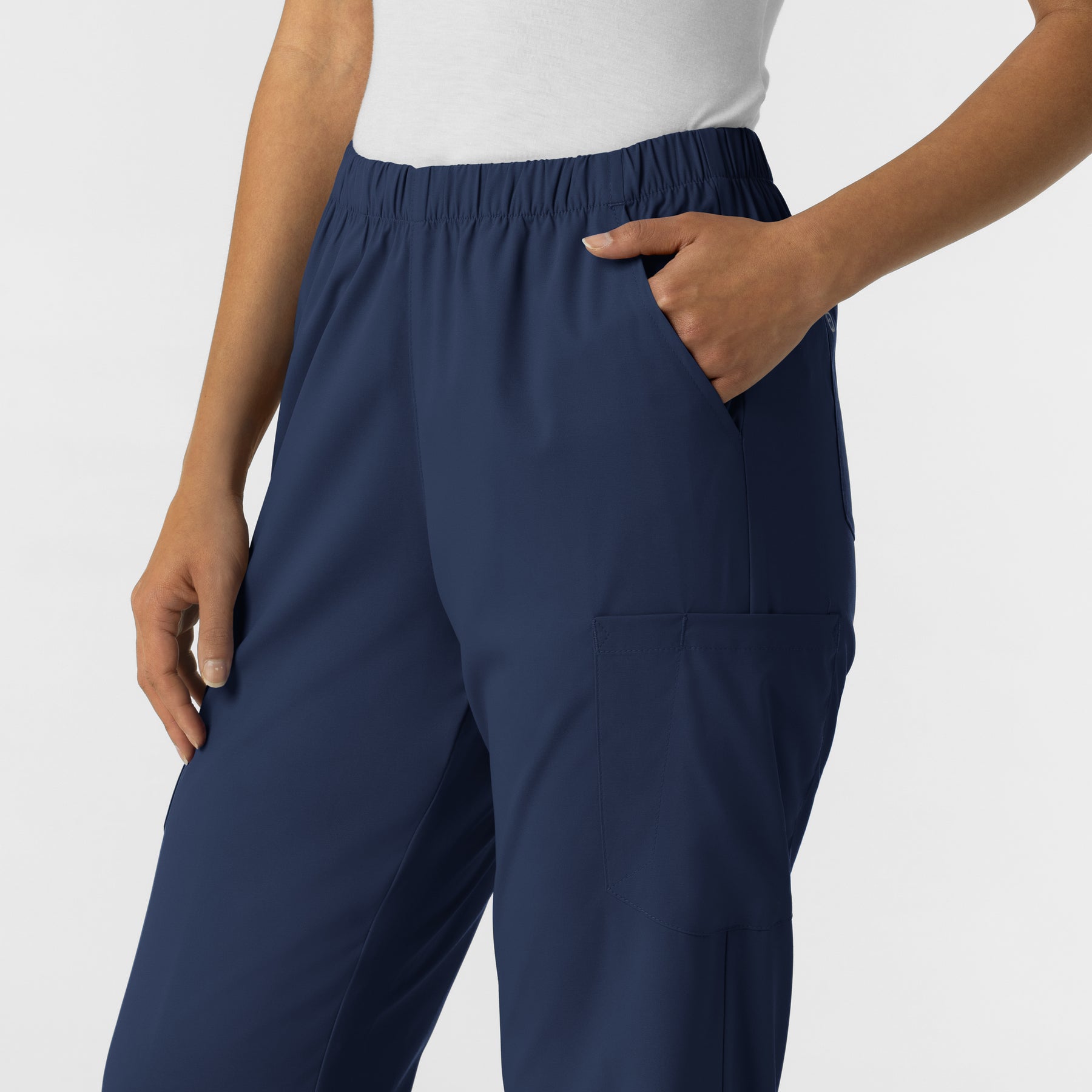 Boundless Unisex Straight Leg Scrub Pant - Navy left pocket