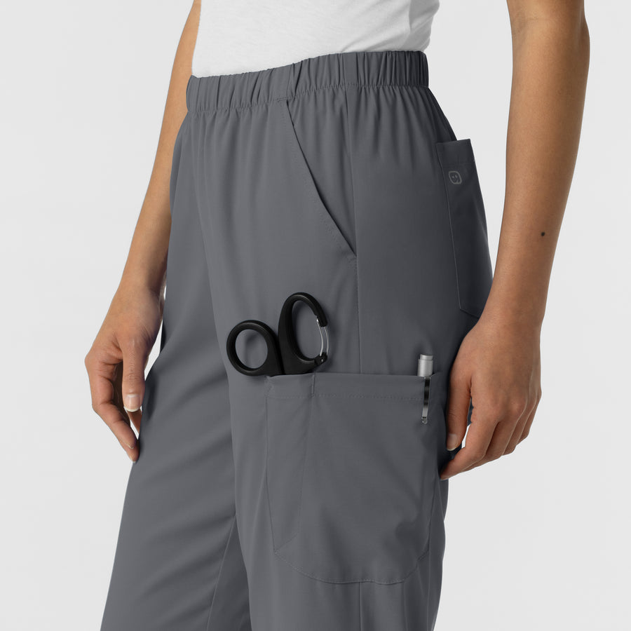 Boundless Unisex Straight Leg Scrub Pant - Pewter right cargo pocket with scissor pocket