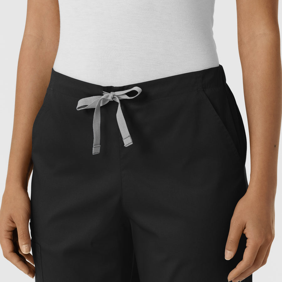 WORK Women's Cargo Jogger Scrub Pant Black front detail