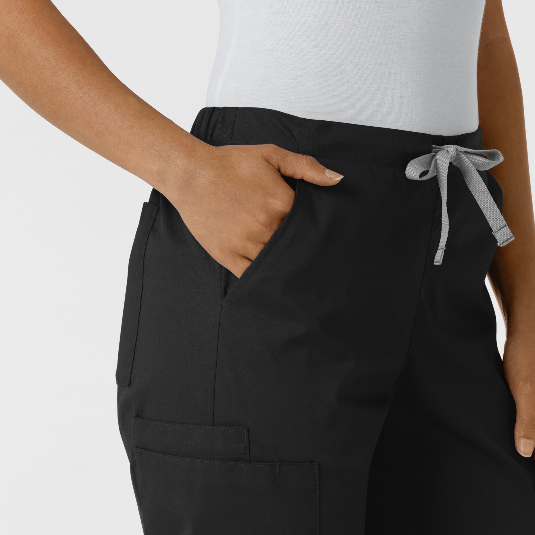 WORK Women's Cargo Jogger Scrub Pant Black side detail 1