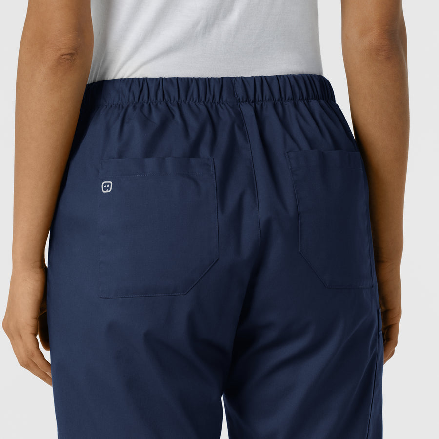 WORK Women's Cargo Jogger Scrub Pant Navy hemline detail