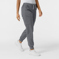WORK Women's Cargo Jogger Scrub Pant Pewter side view