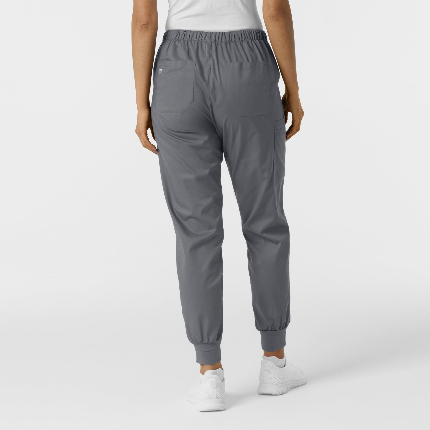 WORK Women's Cargo Jogger Scrub Pant Pewter back view