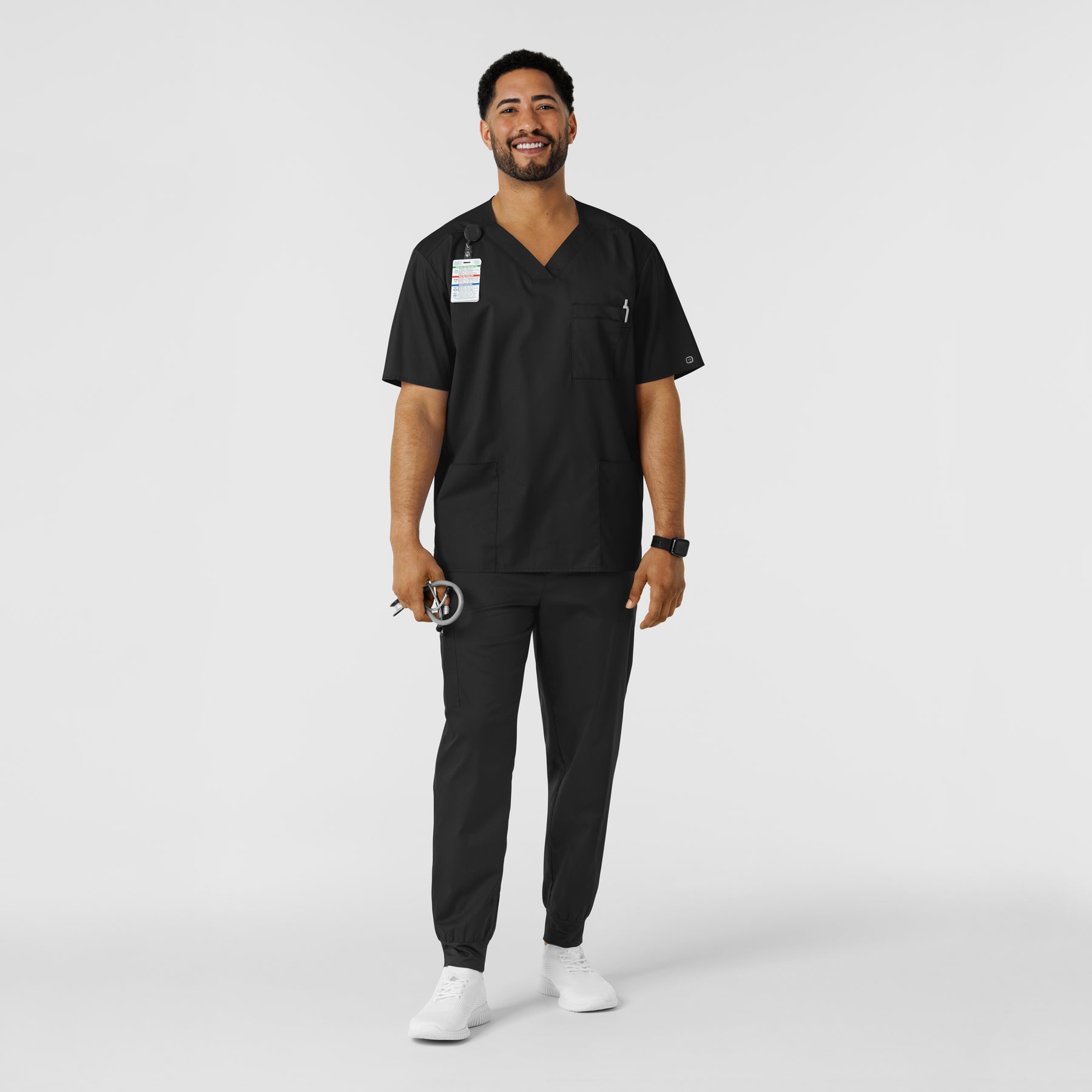 WORK Men's Cargo Jogger Scrub Pant Black full scrub set