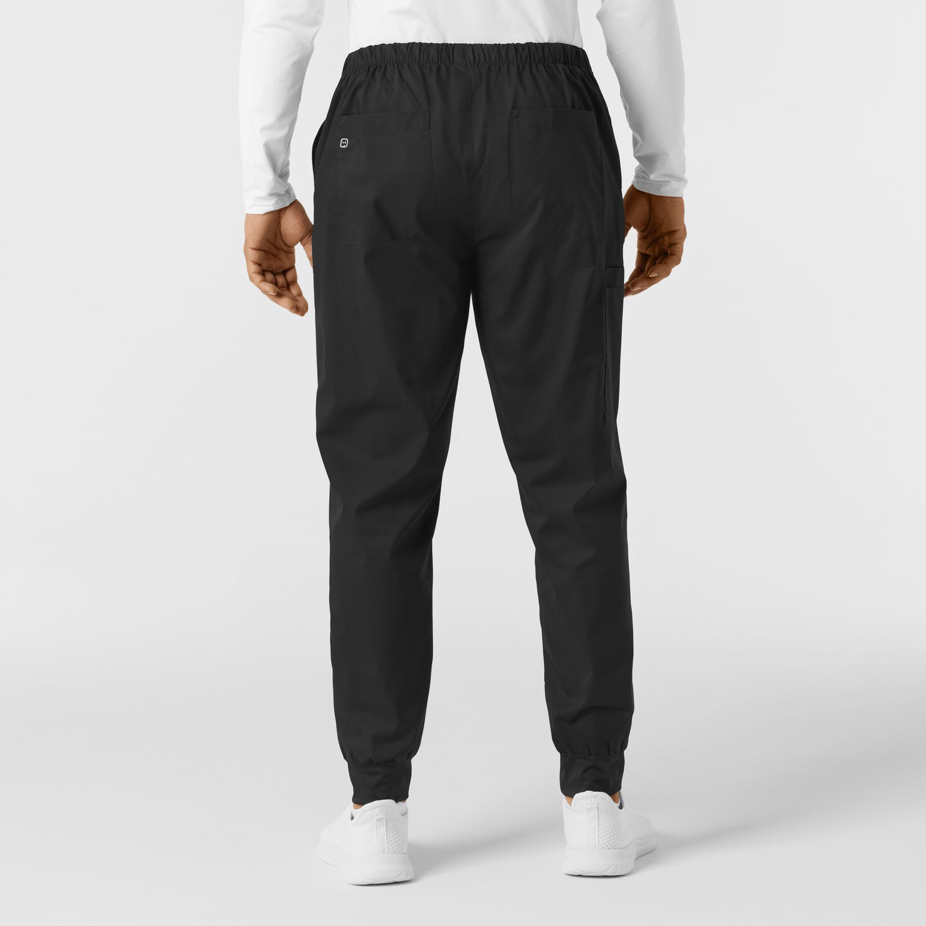 WORK Men's Cargo Jogger Scrub Pant Black back view