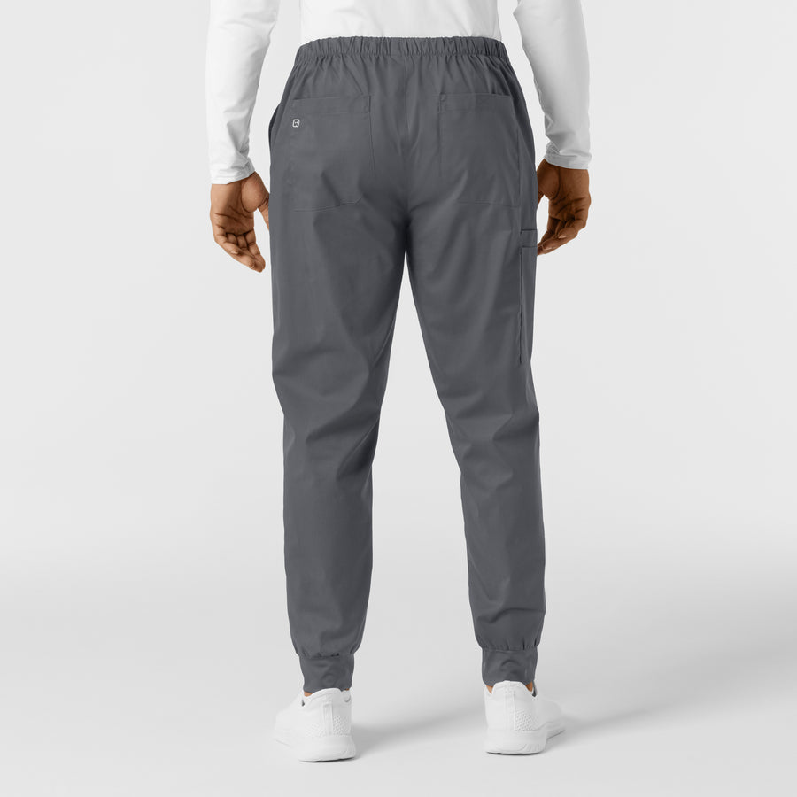 WORK Men's Cargo Jogger Scrub Pant Pewter back view