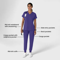 Nova Women's Jogger Utility Scrub Pant - Grape purple scrub set