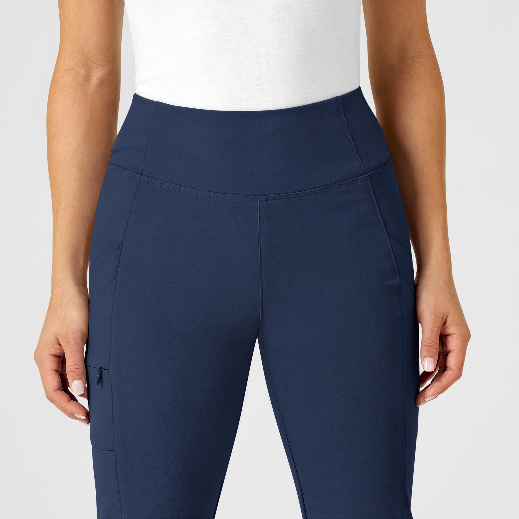 RENEW Women's High Waist Power Scrub Pant Navy front detail