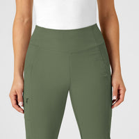 RENEW Women's High Waist Power Scrub Pant Olive front detail