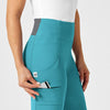 RENEW Women's High Waist Power Scrub Pant Teal Blue side detail 2