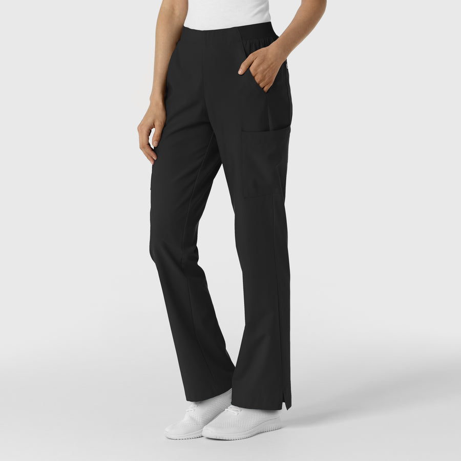 W123 Women's Cargo Utility Scrub Pant Black side view