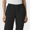 W123 Women's Cargo Utility Scrub Pant Black front detail