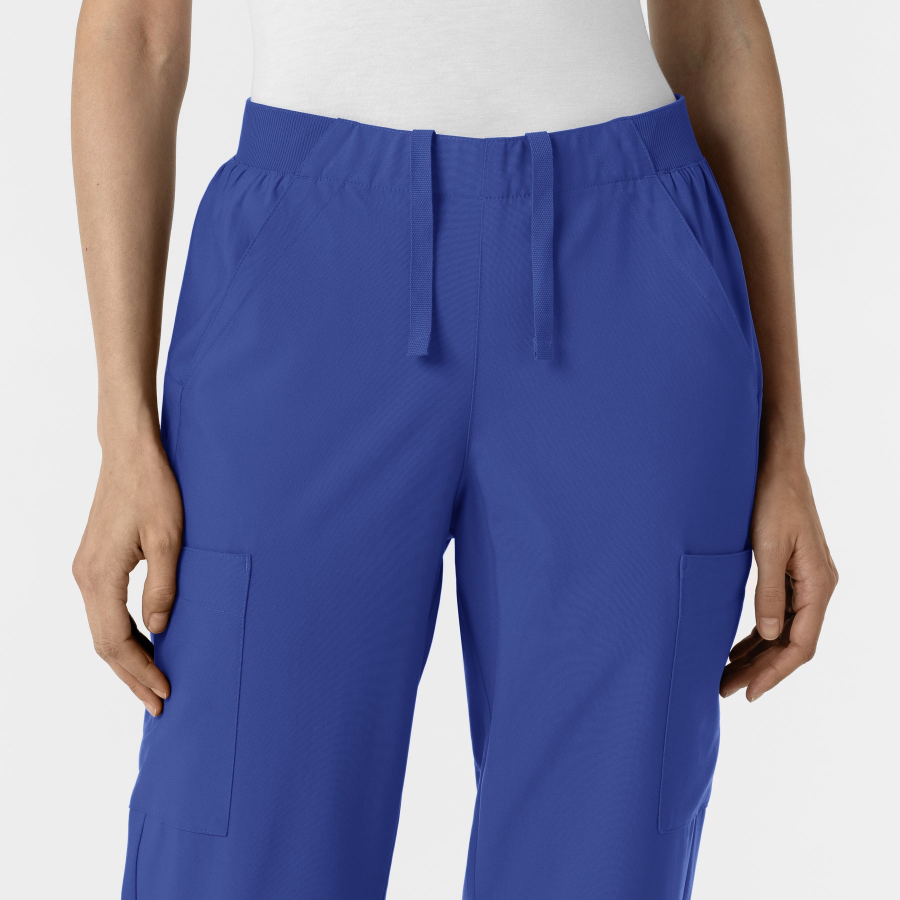 W123 Women's Cargo Utility Scrub Pant Galaxy Blue front detail