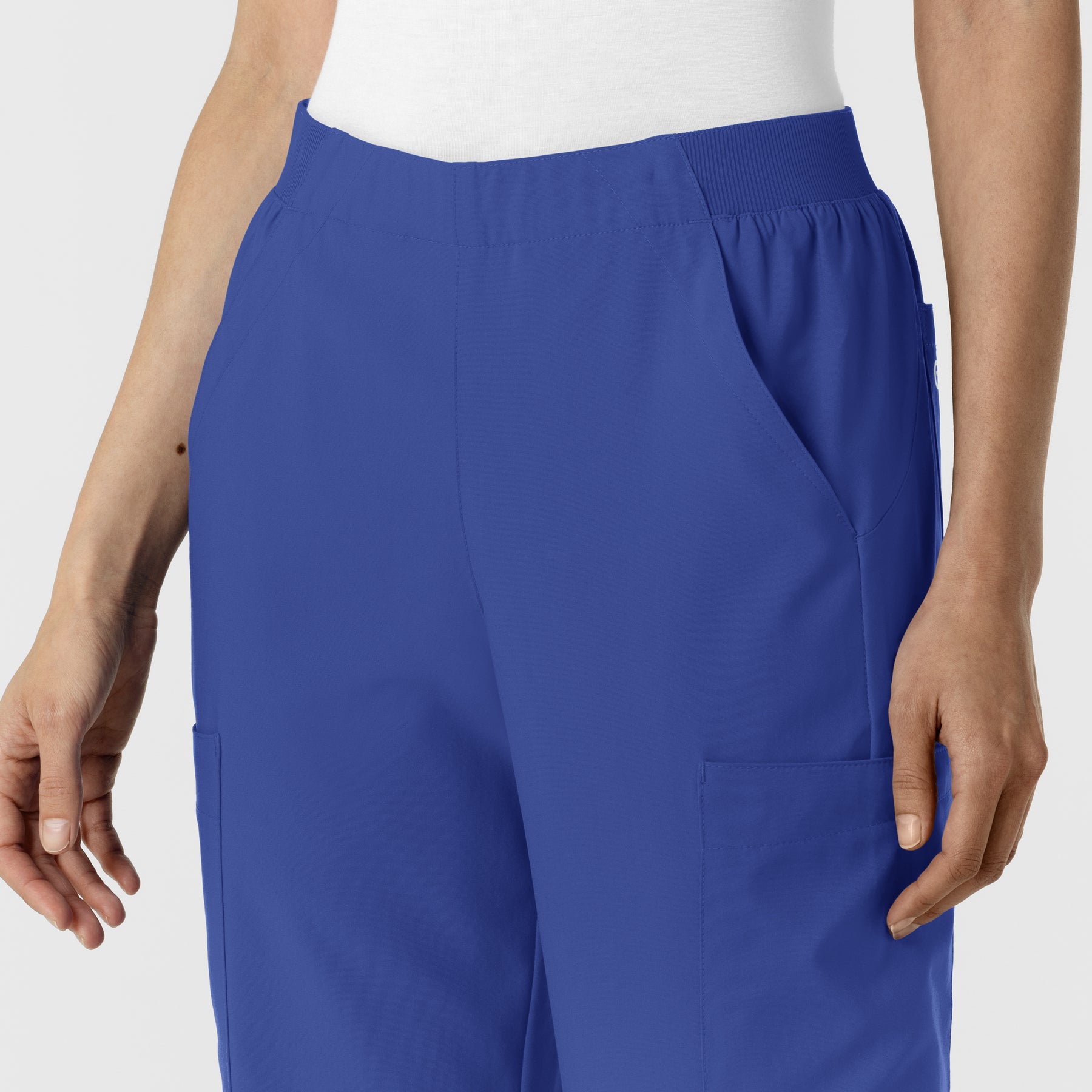 W123 Women's Cargo Utility Scrub Pant Galaxy Blue side detail 1