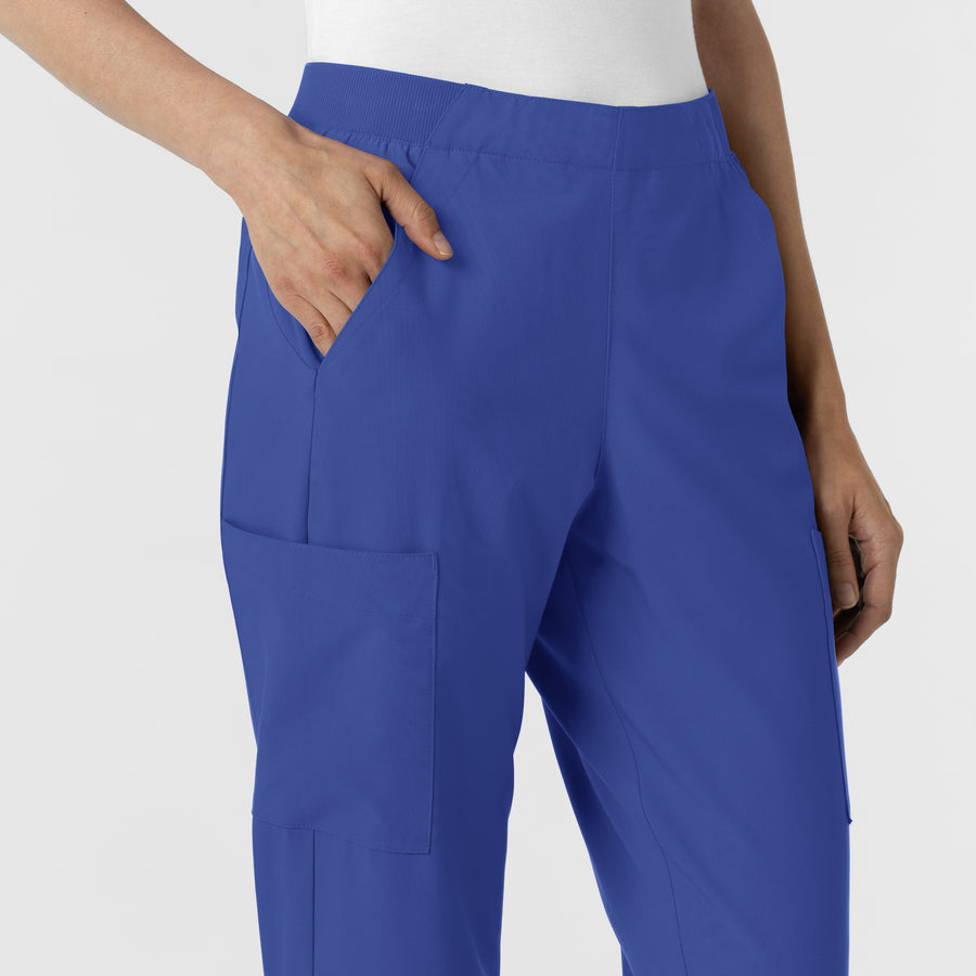 W123 Women's Cargo Utility Scrub Pant Galaxy Blue side detail 2