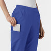 W123 Women's Cargo Utility Scrub Pant Galaxy Blue hemline detail