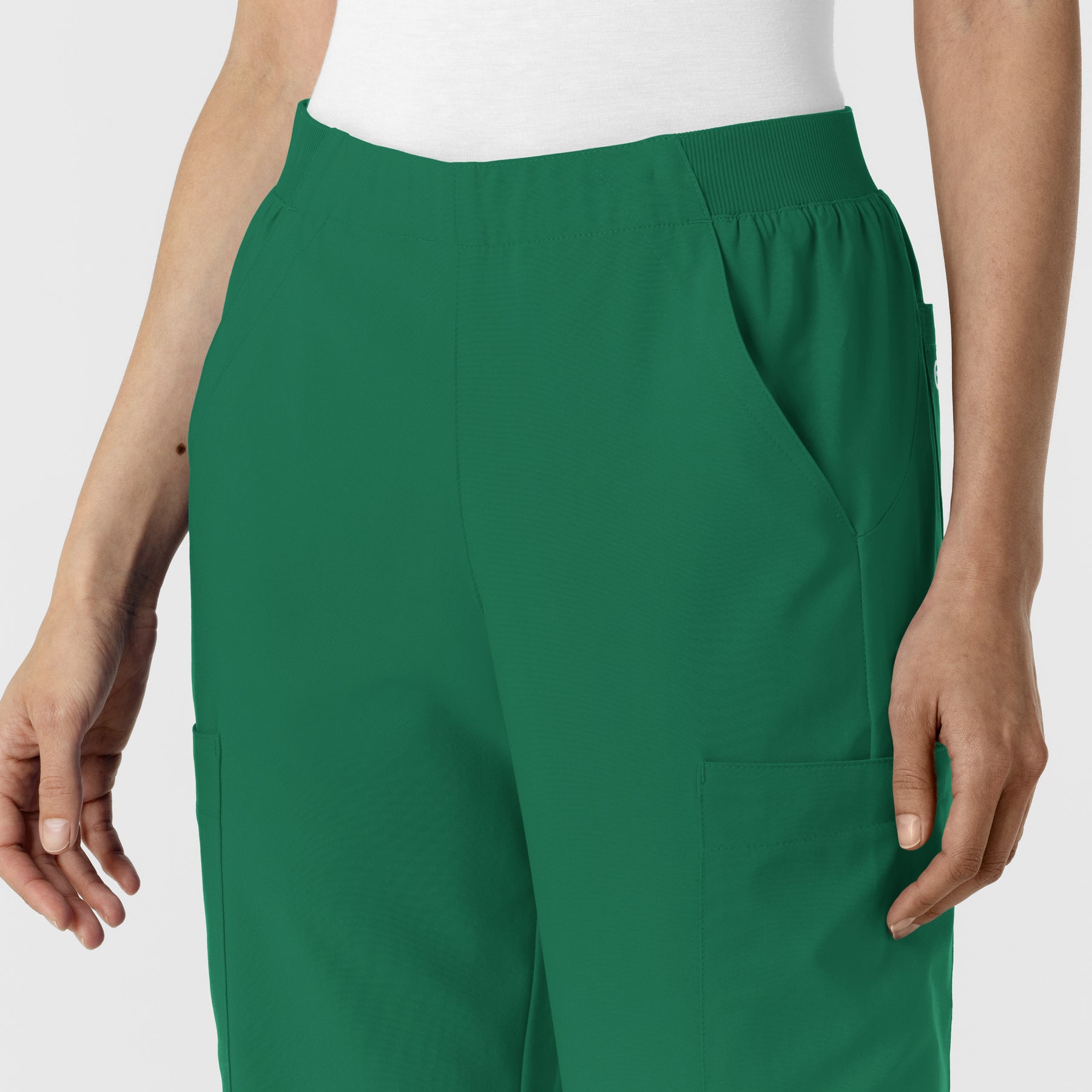W123 Women's Cargo Utility Scrub Pant Hunter side detail 1