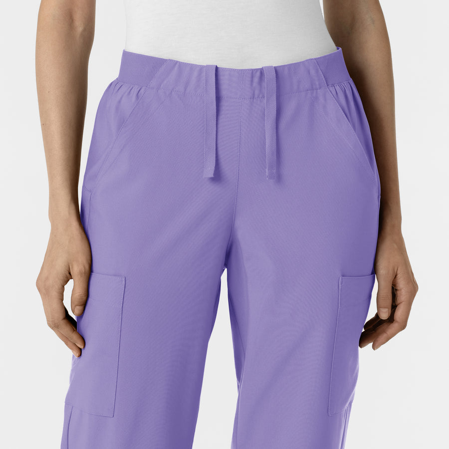 W123 Women's Cargo Utility Scrub Pant Iris Purple front detail