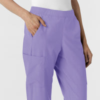 W123 Women's Cargo Utility Scrub Pant Iris Purple side detail 2