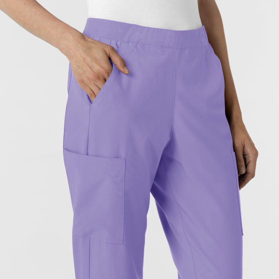 W123 Women's Cargo Utility Scrub Pant Iris Purple side detail 2