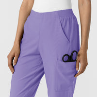 W123 Women's Cargo Utility Scrub Pant Iris Purple back detail