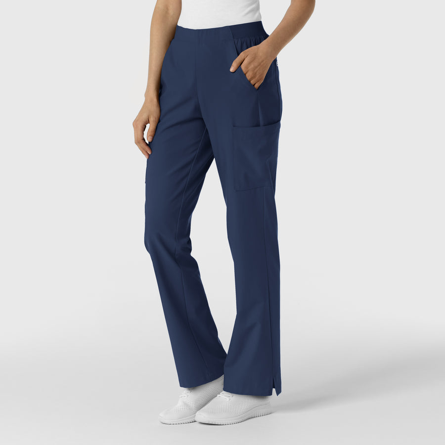 W123 Women's Cargo Utility Scrub Pant Navy side view