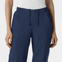 W123 Women's Cargo Utility Scrub Pant Navy front detail