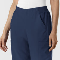 W123 Women's Cargo Utility Scrub Pant Navy side detail 1