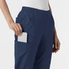 W123 Women's Cargo Utility Scrub Pant Navy hemline detail