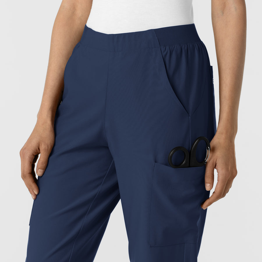 W123 Women's Cargo Utility Scrub Pant Navy back detail