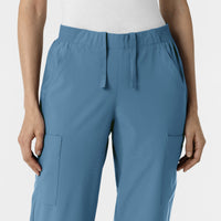 W123 Women's Cargo Utility Scrub Pant Pacific Blue front detail