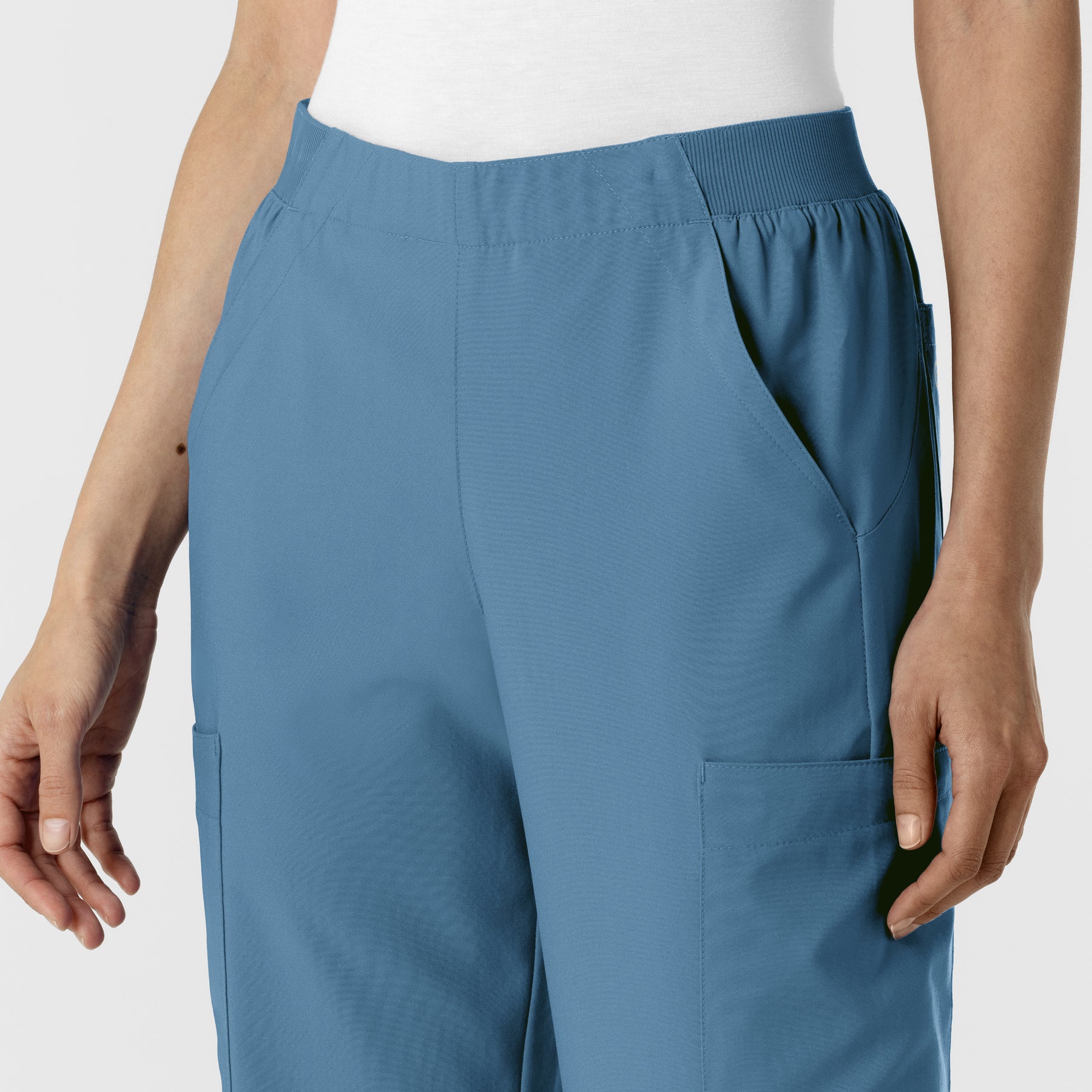 W123 Women's Cargo Utility Scrub Pant Pacific Blue side detail 1