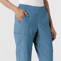 W123 Women's Cargo Utility Scrub Pant Pacific Blue side detail 2