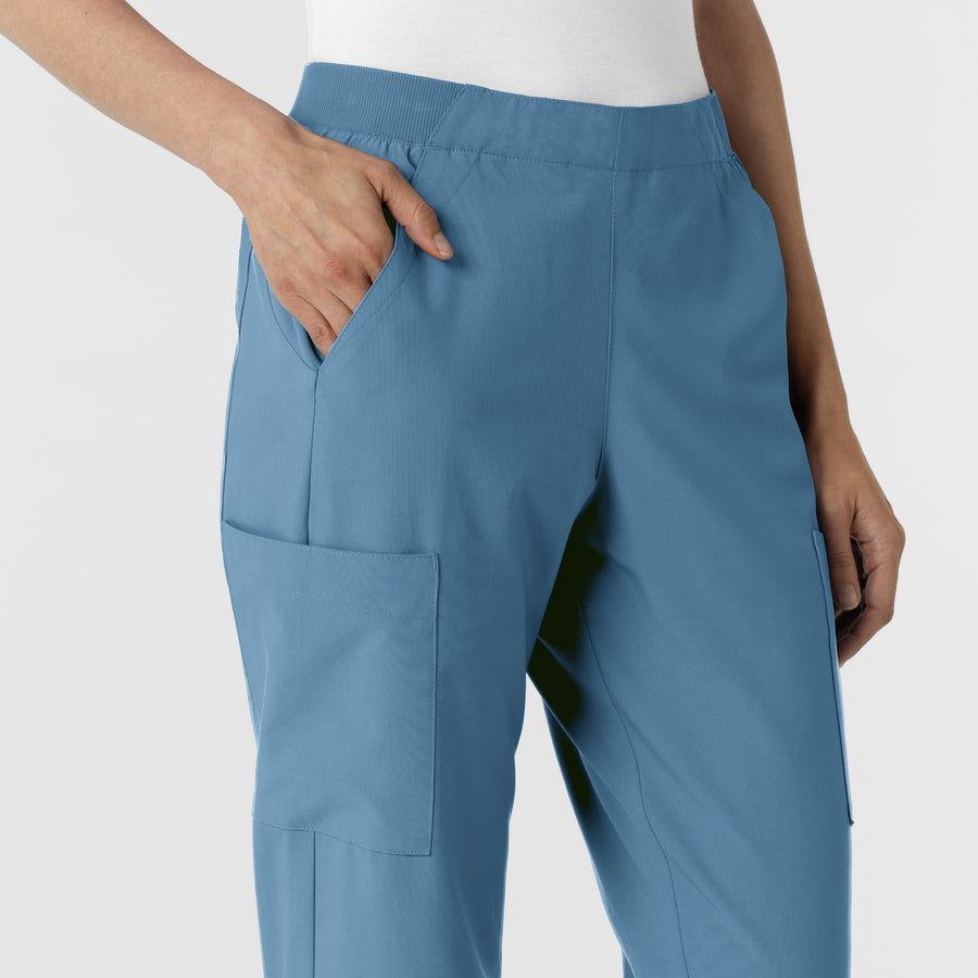 W123 Women's Cargo Utility Scrub Pant Pacific Blue side detail 2