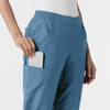 W123 Women's Cargo Utility Scrub Pant Pacific Blue hemline detail