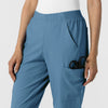 W123 Women's Cargo Utility Scrub Pant Pacific Blue back detail
