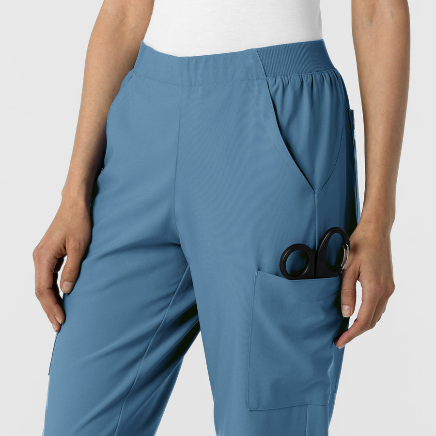 W123 Women's Cargo Utility Scrub Pant Pacific Blue back detail