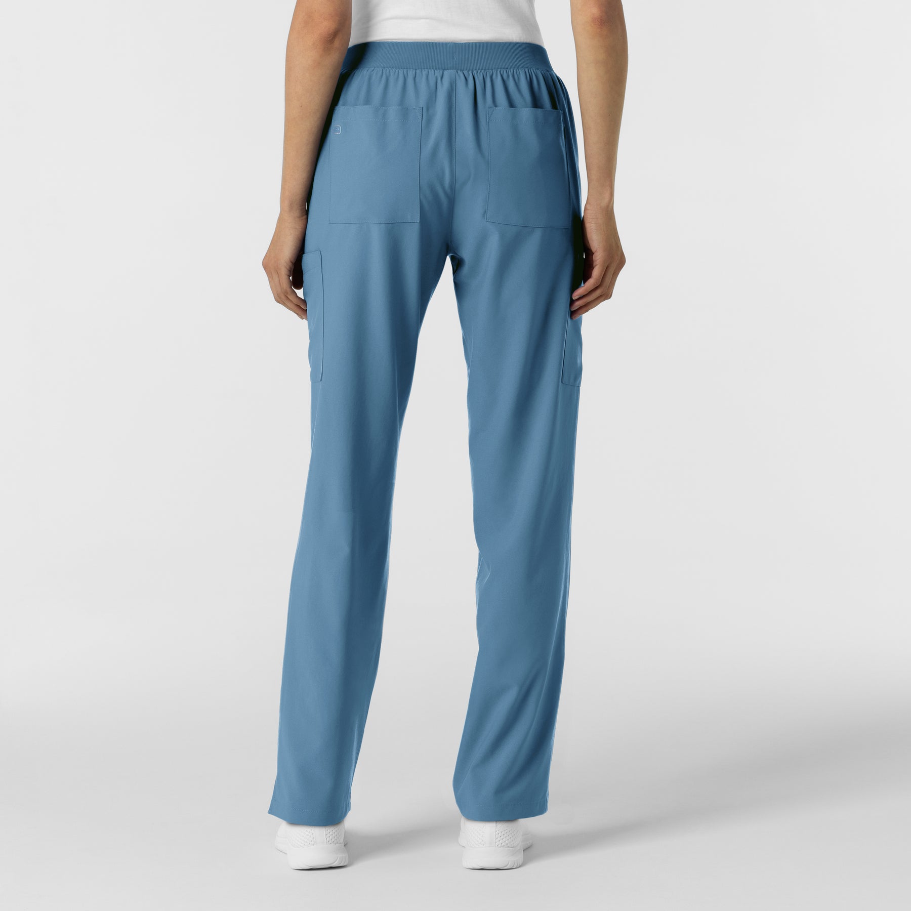 W123 Women's Cargo Utility Scrub Pant Pacific Blue back view