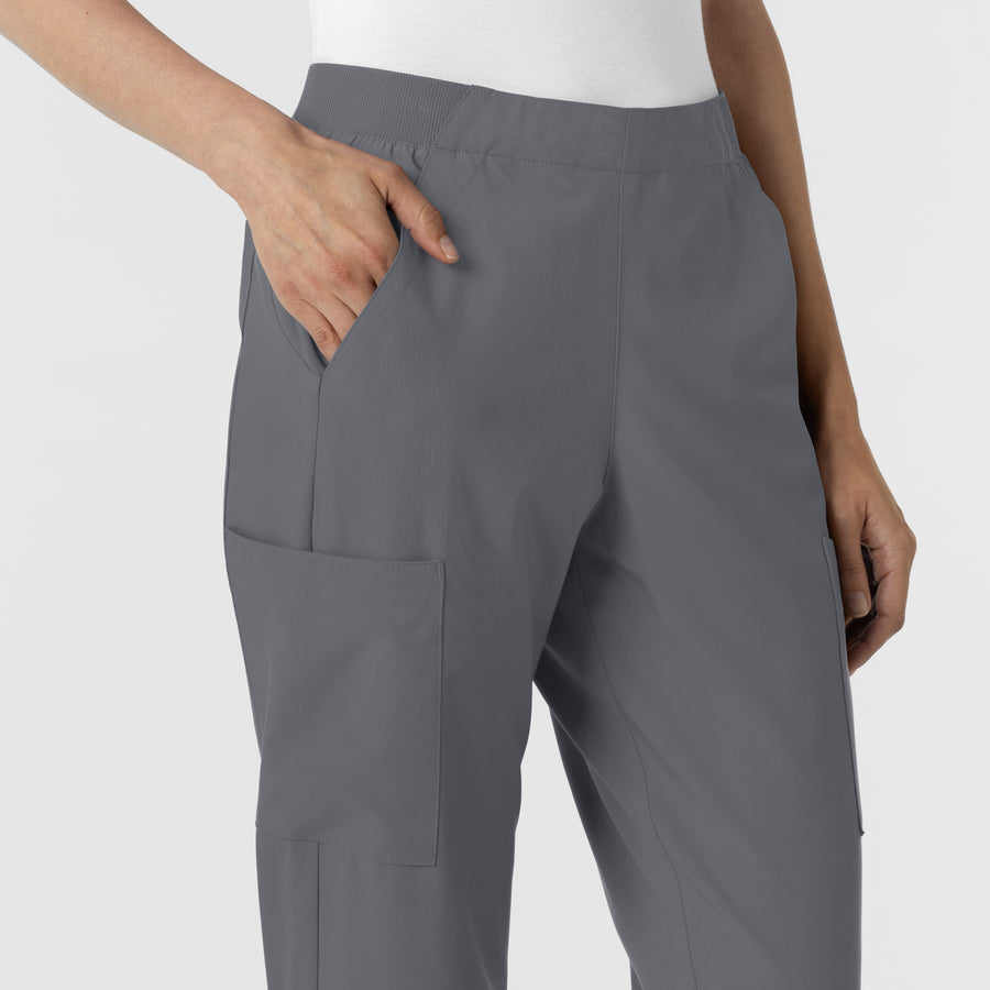 W123 Women's Cargo Utility Scrub Pant Pewter side detail 2